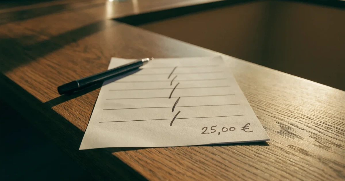 Um talão de apostas com várias seleções marcadas a caneta numa bancada de madeira